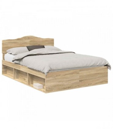 vidaXL Bed Frame Sonoma Oak 150 x 200 cm Solid Pine Wood