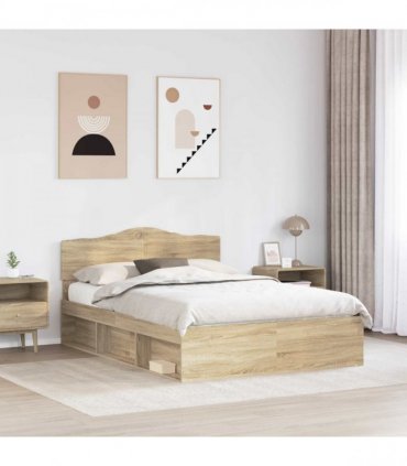 vidaXL Bed Frame Sonoma Oak 150 x 200 cm Solid Pine Wood