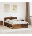 vidaXL Bed Frame with Headboard Old Wood 150 x 200 cm Solid Pine Wood