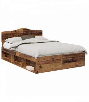vidaXL Bed Frame with Headboard Old Wood 150 x 200 cm Solid Pine Wood