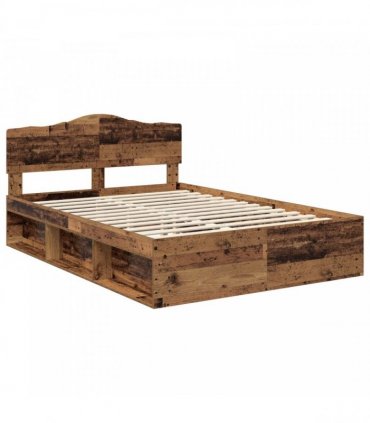 vidaXL Bed Frame with Headboard Old Wood 150 x 200 cm Solid Pine Wood