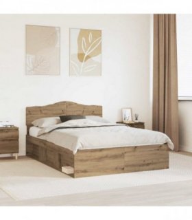 vidaXL Bed Frame Artisan Oak 150 x 200 cm Solid Pine Wood