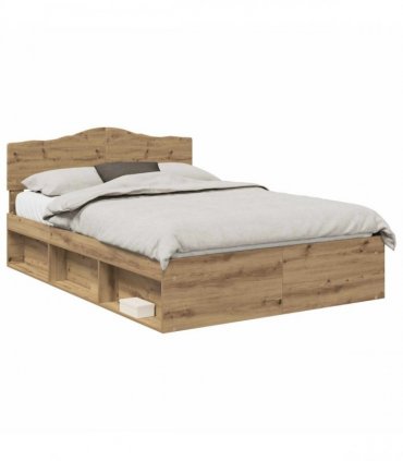 vidaXL Bed Frame Artisan Oak 150 x 200 cm Solid Pine Wood