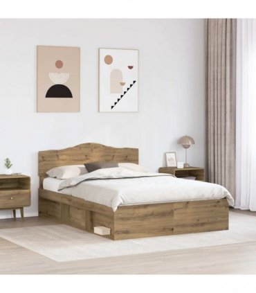 vidaXL Bed Frame Artisan Oak 150 x 200 cm Solid Pine Wood