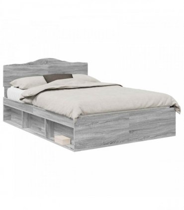 vidaXL Bed Frame Grey Sonoma 140 x 200 cm Solid Pine Wood