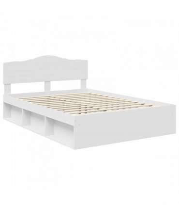 vidaXL Bed Frame with Headboard White 140 x 190 cm Solid Pine Wood