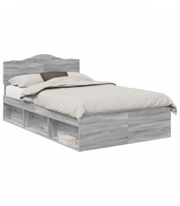 vidaXL Bed Frame Grey Sonoma 120 x 200 cm Solid Pine Wood