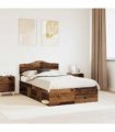 vidaXL Bed Frame with Headboard Old Wood 120 x 190 cm Solid Pine Wood