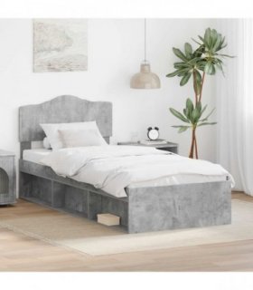 vidaXL Bed Frame Concerte Grey 100 x 200 cm Solid Pine Wood