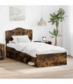 vidaXL Bed Frame Smoked Oak 100 x 200 cm Solid Pine Wood