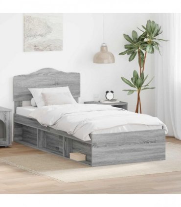vidaXL Bed Frame Grey Sonoma 100 x 200 cm Solid Pine Wood