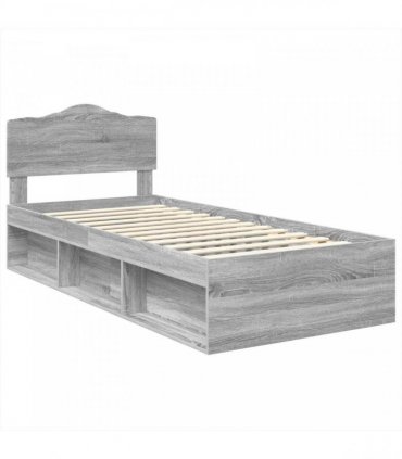 vidaXL Bed Frame Grey Sonoma 100 x 200 cm Solid Pine Wood