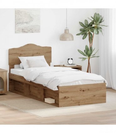 vidaXL Bed Frame Artisian Oak 100 x 200 cm Solid Pine Wood