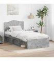 vidaXL Bed Frame Concrete Grey 90 x 200 cm Solid Pine Wood