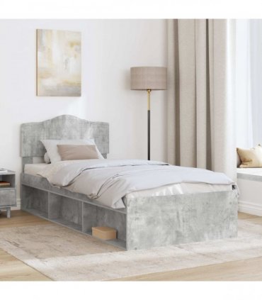 vidaXL Bed Frame Concrete Grey 90 x 200 cm Solid Pine Wood