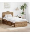 vidaXL Bed Frame Artisian Oak 90 x 200 cm Solid Pine Wood