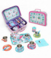 Metal Tea Set 18 Pcs Llama Kids Tin Teapot Tea Party Set Carry Case Toy Pretend