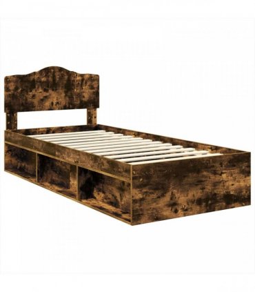 vidaXL Bed Frame Smoked Oak 90 x 190 cm Solid Pine Wood