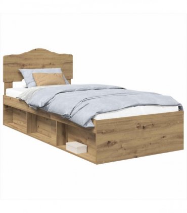 vidaXL Bed Frame Artisian Oak 90 x 190 cm Solid Pine Wood