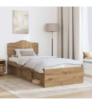 vidaXL Bed Frame Artisian Oak 90 x 190 cm Solid Pine Wood