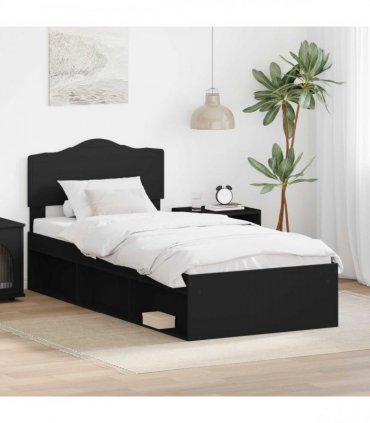 vidaXL Bed Frame Black Oak 75 x 190 cm Solid Pine Wood