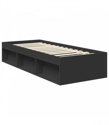 vidaXL Bed Frame Black Oak 75 x 190 cm Solid Pine Wood