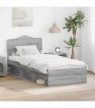 vidaXL Bed Frame Grey Sonoma 75 x 190 cm Solid Pine Wood