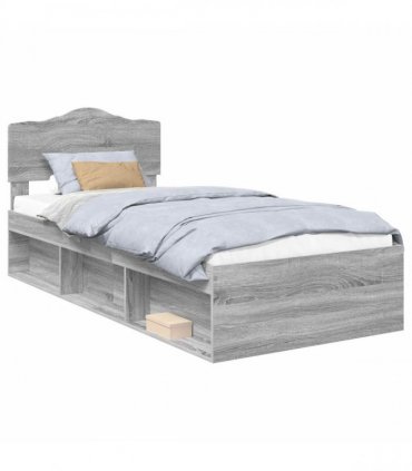 vidaXL Bed Frame Grey Sonoma 75 x 190 cm Solid Pine Wood