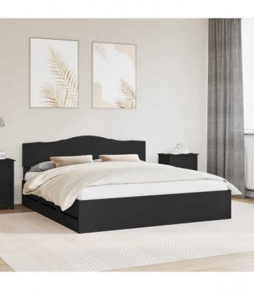 vidaXL Bed Frame with Drawer Black 200 x 200 cm Engineer Wood