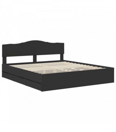 vidaXL Bed Frame with Drawer Black 200 x 200 cm Engineer Wood