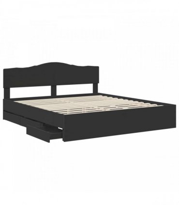 vidaXL Bed Frame with Drawer Black 200 x 200 cm Engineer Wood
