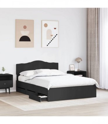 vidaXL Bed Frame with Drawer Black 140 x 200 cm Engineer Wood