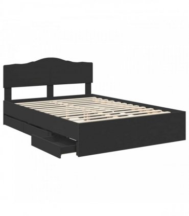 vidaXL Bed Frame with Drawer Black 140 x 200 cm Engineer Wood