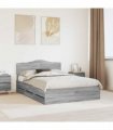 vidaXL Bed Frame with Drawer Grey Sonoma 140 x 200 cm Engineer Wood