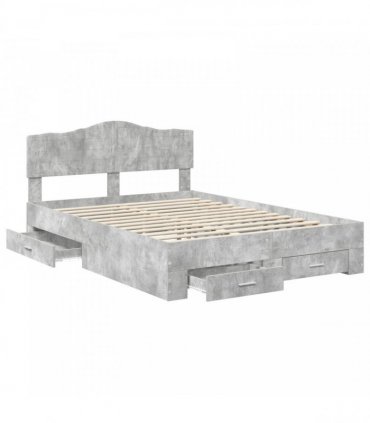 vidaXL Bed Frame Concrete Grey 160 x 200 cm Engineered Wood