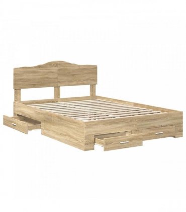 vidaXL Bed Frame with Drawer Sonoma Oak 150 x 200 cm Engineered Wood