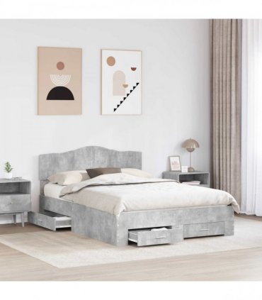 vidaXL Bed Frame Concrete Grey 150 x 200 cm Engineered Wood
