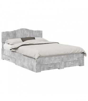 vidaXL Bed Frame Concrete Grey 140 x 200 cm Engineered Wood