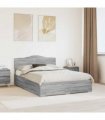 vidaXL Bed Frame Grey Sonoma 140 x 190 cm Engineered Wood