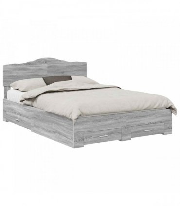 vidaXL Bed Frame Grey Sonoma 140 x 190 cm Engineered Wood