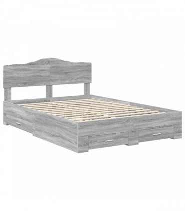 vidaXL Bed Frame Grey Sonoma 140 x 190 cm Engineered Wood