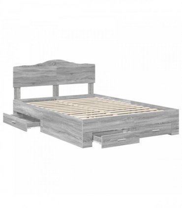 vidaXL Bed Frame Grey Sonoma 140 x 190 cm Engineered Wood