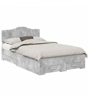 vidaXL Bed Frame Concrete Grey 135 x 190 cm Engineered Wood