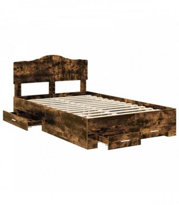 vidaXL Bed Frame Smoked Oak 135 x 190 cm Engineered Wood