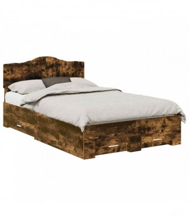vidaXL Bed Frame Smoked Oak 120 x 200 cm Engineered Wood