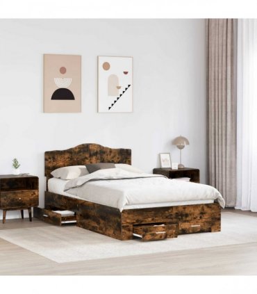 vidaXL Bed Frame Smoked Oak 120 x 200 cm Engineered Wood