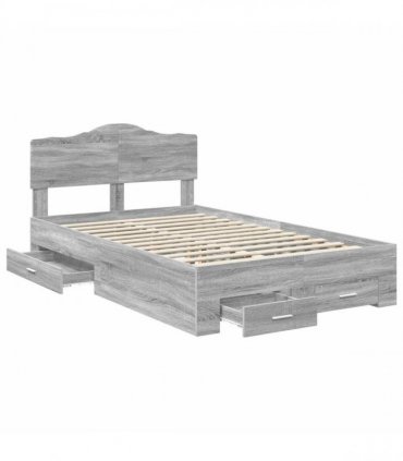 vidaXL Bed Frame Grey Sonoma 120 x 200 cm Engineered Wood