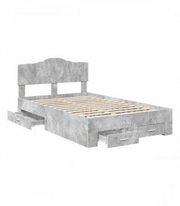 vidaXL Bed Frame Concrete Grey 120 x 190 cm Engineered Wood