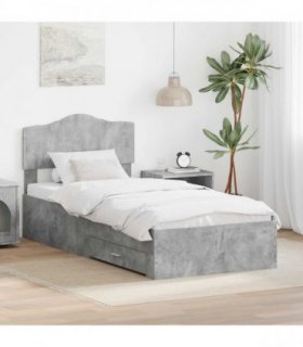 vidaXL Bed Frame Concrete Grey 100 x 200 cm Engineered Wood