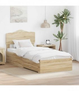 vidaXL Bed Frame with Drawer Sonoma Oak 90 x 200 cm Engineered Wood